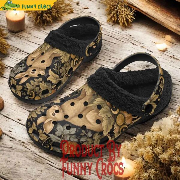 Moon Rabbit Botanical Crocs Lined With Fleece