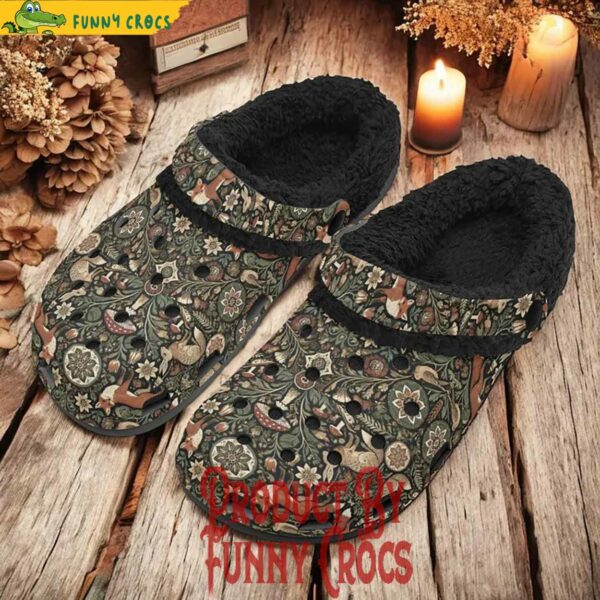 Mushroom Woodland Animal Fleece Lined Crocs Mens