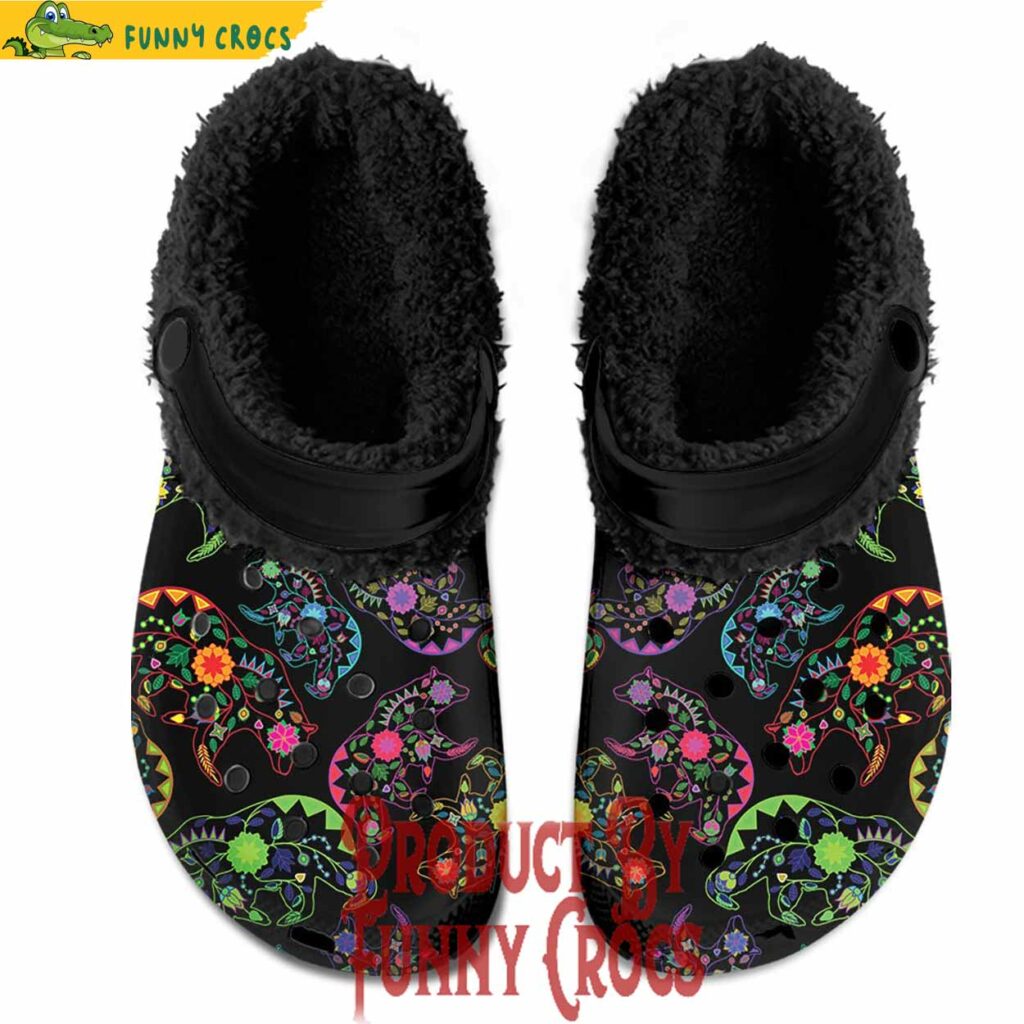 Neon Floral Bear Mens Fleece Lined Crocs​