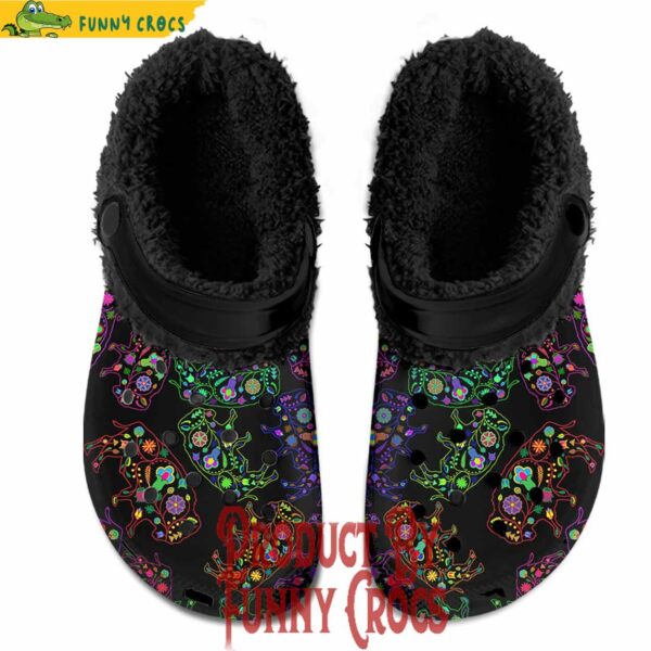 Neon Floral Buffalo Ladies Fleece Lined Crocs