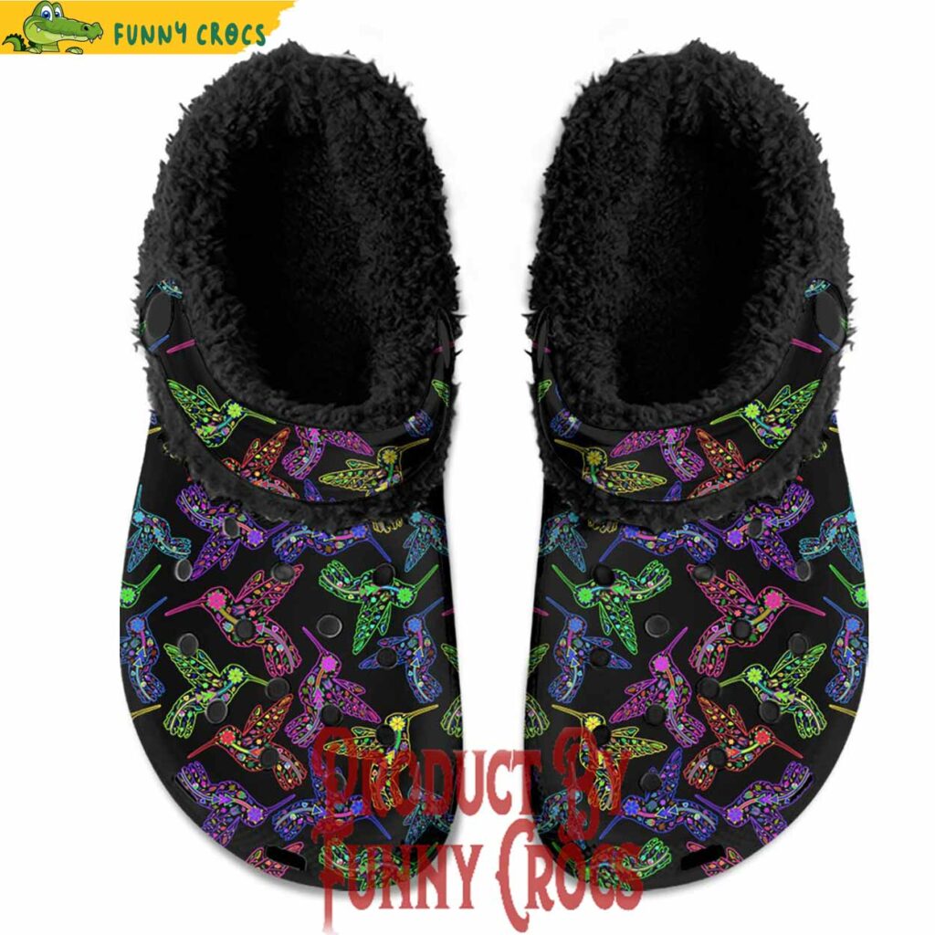 Neon Floral Hummingbird Fleece Lined Crocs For Men