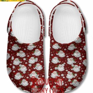 Santa Claus Face Christmas Red Crocs For Kids