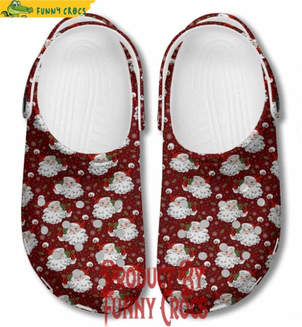 Santa Claus Face Christmas Red Crocs For Kids