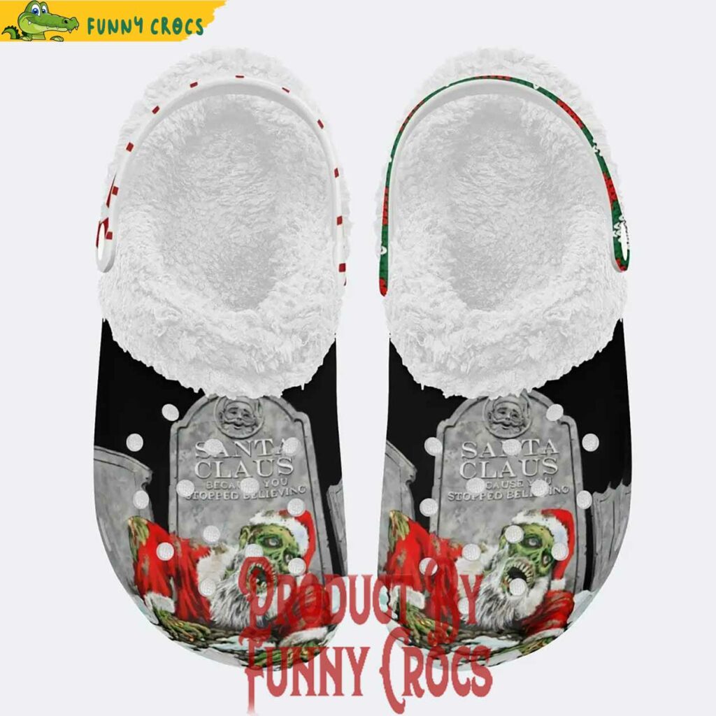 Scary Zombie As Santa Claus Christmas Fleece Lined Crocs Shoes