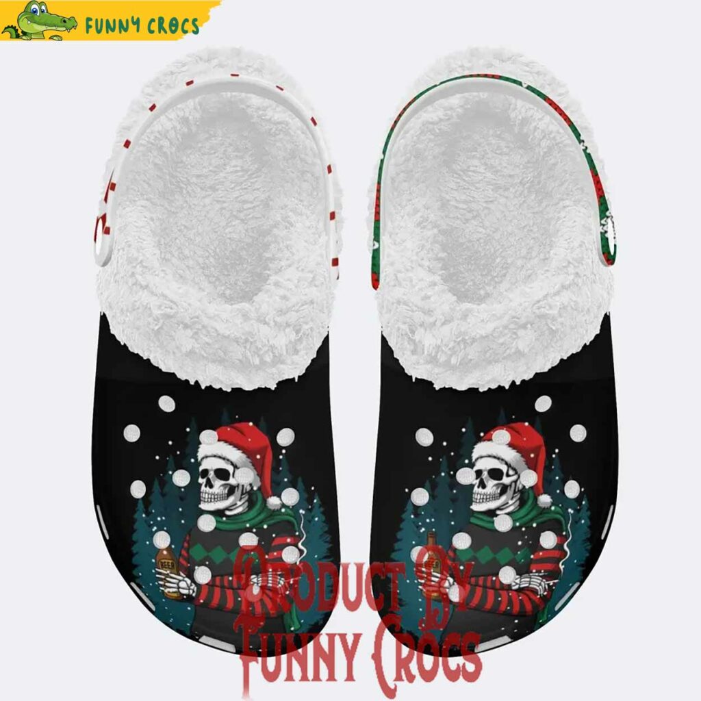 Skeleton Vibing Holiday Christmas Fleece Lined Crocs Shoes