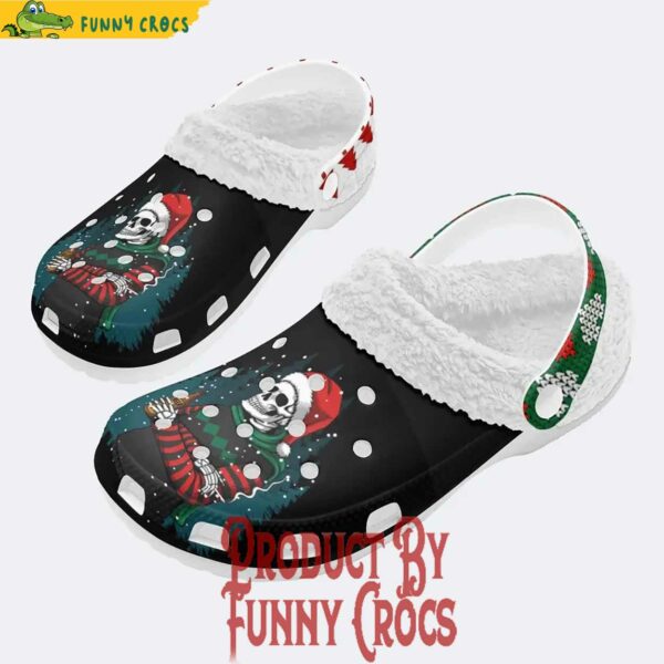 Skeleton Vibing Holiday Christmas Fleece Lined Crocs Shoes