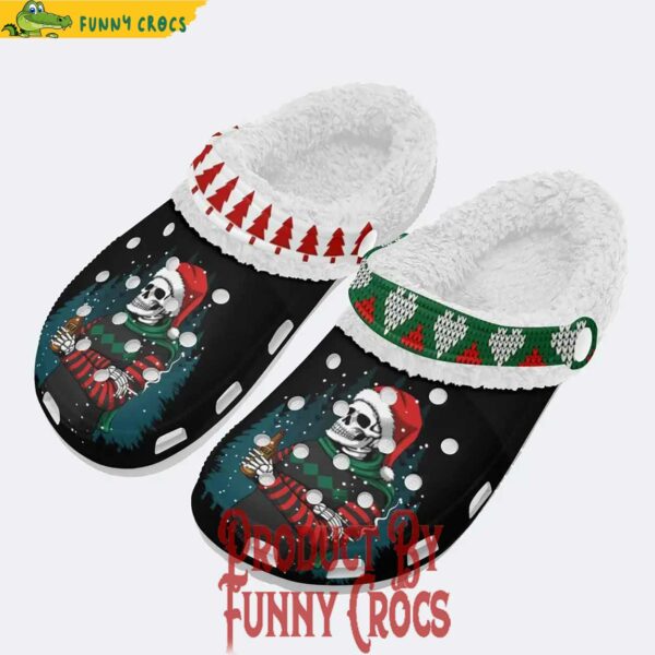 Skeleton Vibing Holiday Christmas Fleece Lined Crocs Shoes