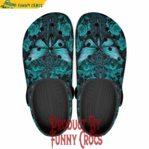 Turquoise Butterfly Crocs Shoes For Women