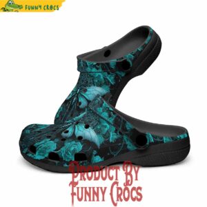 Turquoise Butterfly Crocs Shoes For Women